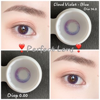 (Giá 1 Đôi) 14.0 (Diop 0.00) Lens Cloud Violet - Blue / Kính Áp Tròng