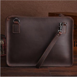 Túi đựng macbook cầm tay da Retro Leather 14inch (Dark Brown) - Home and Garden