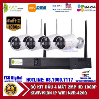 Bộ Đầu Ghi KIWIVISION NVR Kit + 4 Mắt Camera Wifi 2MP HD 1080P & 1.3M HD 960P