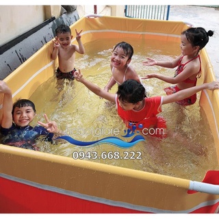 Bể bơi mini, bể bơi cho bé, bể bơi khung kim loại, bể bơi lắp ghép kích thước 2.2x2.2m bạt 0.6mm