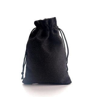17x23 cm - Túi bố linen dây rút thời trang tiệc chưới đựng đồ tiện lợi màu đen