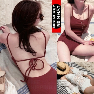 Bộ bơi nữ , bikini 2 mảnh đan ngực tay ngang Hàn Quốc (1)