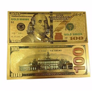 [COMBO 10 TỜ] Tiền ĐÔ LA mạ vàng 100 USD MAY MẮN