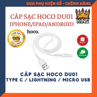 Cáp sạc Lightning/Micro/TypeC nhanh 2.4A HOCO DU01 Lightning dây PVC Siêu bền - Truyền dữ liệu tốc độ cao