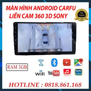 Màn Hình Android CARFU Tích Hợp Camera 360 Sony 3D, RAM 3gb Chip 8x, Camera 360 Ô Tô
