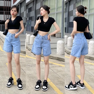 (Hình Thật Shop Chụp) Quần Short Jeans Nữ Ống Rộng Lưng Cao (S M L)