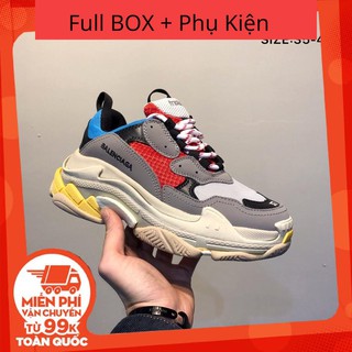 [Sneaker HOT] Giày Thời trang Balenciaga Triple S Xanh Đỏ Full box và Phụ kiện để đi học, đi làm, đi chơi (lifestyle)