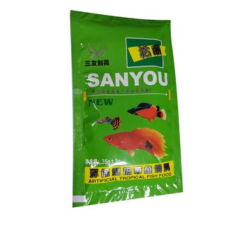Thức ăn cho cá cảnh nhỏ SANYOU gói XANH 35 gram (1)