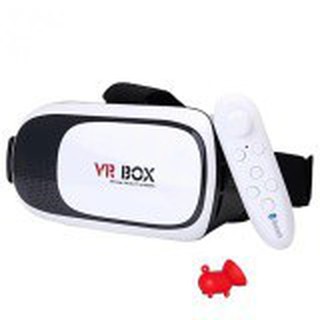 Kính thực tế ảo VR Box phiên bản 2 (Trắng) và tay cầm chơi game tặng 1 giá đỡ điện thoại hình con heo PKGT002