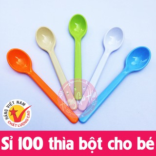 Bán Sỉ 100 Thìa Nhựa Cho Bé Ăn Dặm Song Long - Made In Việt Nam (Nhiều Màu)