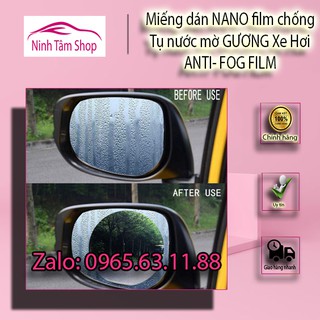 Miếng dán NANO film chống tụ nước mờ GƯƠNG Xe Hơi ANTI- FOG FILM