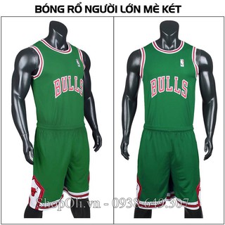 Quần áo bóng rổ BULLS chất lượng cao xanh lá phối đỏ trắng