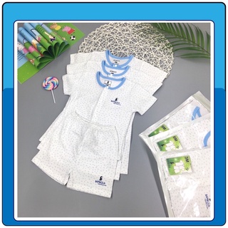 Bộ quần áo cộc tay cho bé trai bé gái,quần áo sơ sinh cài giữa Bambola trắng sợi vải cotton từ 3tháng đến 9tháng