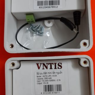 Hộp lưu điện mini liền nguồn VNtis 5v-2A và 12v-2A