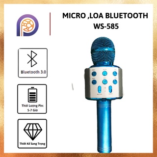 MICRO KẾT HỢP LOA BLUETOOTH WS 858 [FREE SHOP ]-Pin 3-5 Giờ Âm Bass Khủng Sống Động, Chân Thật, Loa Cầm Tay