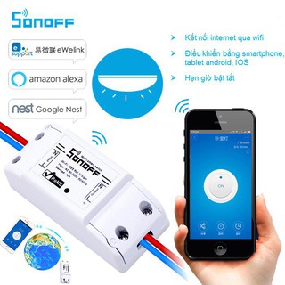 [bản quốc tế 2021]Công Tắc Wifi Sonoff Basic, Công Tắc Thông Minh Sonoff Hẹn Giờ Điều Khiển Từ Xa Qua App Ewelink 10A