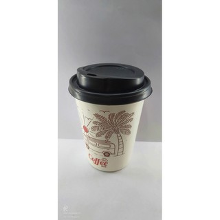 50 Ly giấy cafe take away có nắp in hình Coffee Bus 14oz – 360ml