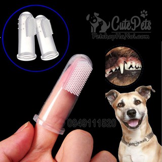 Ngón tay silicon cọ răng cho chó mèo - Thức ăn chó mèo CutePets