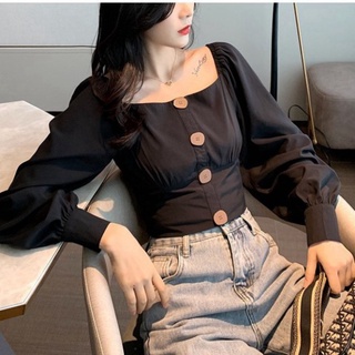 Áo nữ dài tay cổ vuông siêu xinh - siêu quyến rũ phong cách Hàn Quốc
