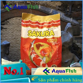 Thức Ăn Cho Cá Koi, Cá Vàng Sakura 35% Túi 1kg (Giúp cá nhanh lớn, tăng đề kháng, màu sắc cho cá)