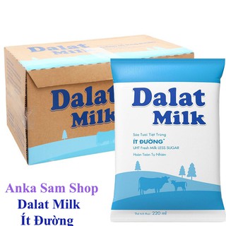 [GIAO GRAB-NOW] Sữa Tươi Tiệt Trùng Dalat Milk Ít Đường Thùng 48 bịt