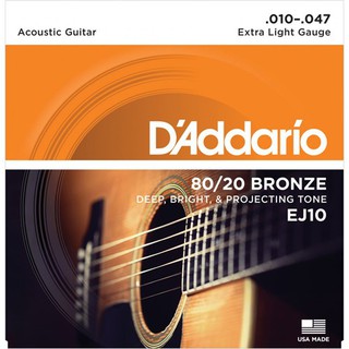Dây đàn Guitar Acoustic D'Addario EJ10 (Phân Phối Chính Hãng, bao check code)