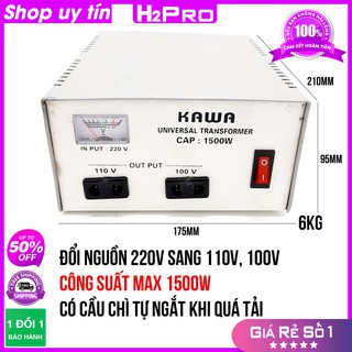 [RẺ VÔ ĐỊCH] Biến áp tự ngẫu Kawa 1500W H2Pro, bộ đổi nguồn 220v sang 110v, 100V 1500w chính hãng