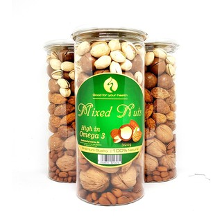 Mix Nuts 6 loại hạt gồm óc chó, hạnh nhân, thông mỹ, macca, hồ đào, hạt dẻ cười, hộp 500gr