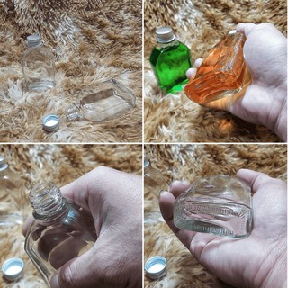 Chai thủy tinh nhỏ 100ML (combo 5 chai) cao cấp VUÔNG Vát Vai kiểu DẸT – Nắp nhôm - Vỏ Chai mini trong suốt