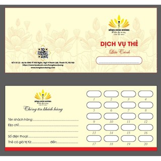 Thiết kế in ấn danh thiếp thẻ liệu trình - thẻ tích điểm 9x5.5cm ( Gift vocher-card visit)