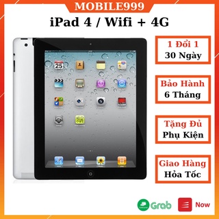 iPad 4 (Wifi + 4G) 32GB /64GB Zin Đẹp 99% Như Mới - Pin siêu bền - Màn siêu Đẹp - Loa siêu to MOBILE999