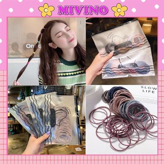 Set 100 dây chun buộc tóc Mivino dây cột tóc túi zip xinh xắn SC07