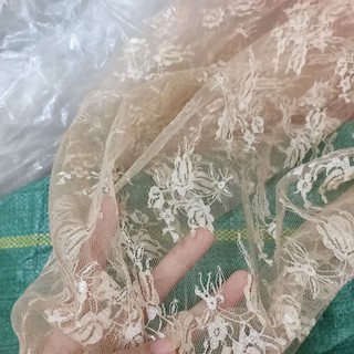 Vải voan lưới hoa dãn nhẹ khúc rời cắt sẵn 1mx khổ rộng 1,5m màu da của Vải rẻ HB shop