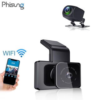 Camera hành trình ô tô Phisung K10 tích hợp camera lùi, kết nối WIFI, định vị GPS