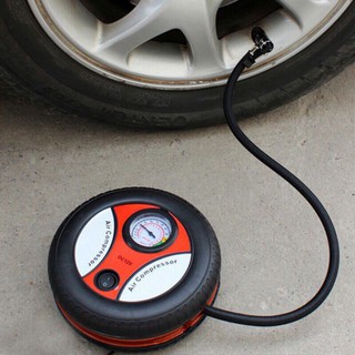 Bơm lốp tròn mini điện 12V đa năng - máy bơm xe ô tô mini