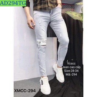 Quần jean nam tenji ad294tg quần bò nam xanh rách in phong cách cá tính mẫu mới thời trang tenji store 2 (44 - 70kg)