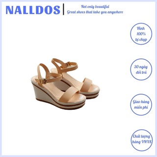 Giày nữ NALLDOS Sandal nữ Sandal đế xuồng nữ 7cm chất liệu da mềm đế PU thời trang 4 màu ( Đen, Bò, Trắng, Kem)