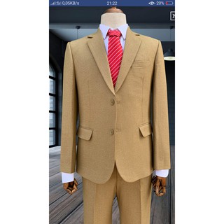 bộ vest nam trung nien màu vàng sáng tặng kèm một cavat (2)