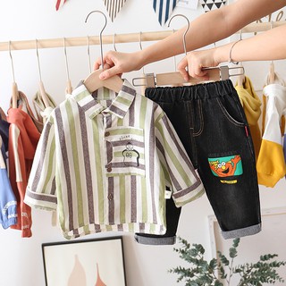 [XẢ KHO] BS7⚡Size80-120 (8-23Kg)⚡Đồ Bộ cho bé trai. Quần jean + áo sơ mi⚡Thời trang trẻ Em hàng quảng châu freeship