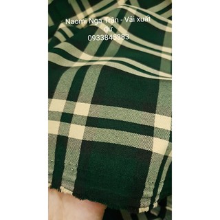 Vải Kaki lụa trượt caro xanh lá đậm, chuẩn quần tây, blazer, SALE 40K/M