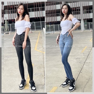 Quần Jeans Nữ Lưng Cao Tôn Dáng Màu Xanh Nhạt Size (S M L)