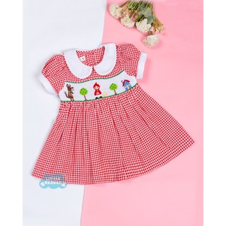 Little Red Riding Hood Smocked dress for baby girl / Đầm móc xích cô bé quàng khăn đỏ bé gái - CT 0202