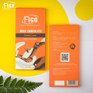 [COMBO 4 HỘP] Milk Chocolate Nibs Figo_Socola 50% Cacao Figo nhân Hạt Cacao nguyên chất Thanh 50gr