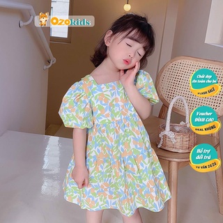 Váy dáng xòe bé gái Ozokids thiết kế tay bồng V0401076 (8 tháng - 7 tuổi)