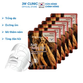 Combo 10 Túi Mặt nạ giấy nhâm sâm dưỡng trắng da dưỡng ẩm chiết xuất từ nhân sâm 3W Clinic Hàn Quốc 23mlx10