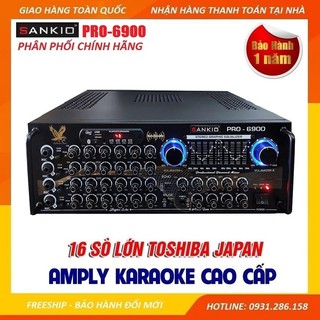 Amply Bluetooth Karaoke SANKIO 6900 - 16 sò lớn Toshiba 1943 & 5200 - 4 tụ nguồn - 2 quạt gió làm mát