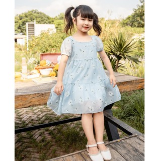 Váy bé gái Emy Dress chất tơ mềm, dáng babydoll cùng họa tiết hoa nhí thiết kế bởi LAMME