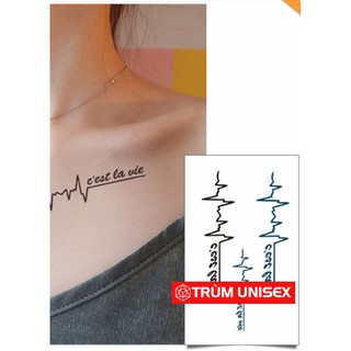 Tấm dán xăm tatoo Nam Nữ độc đáo Nhịp tim C'Est lavie Meo 1 tấm gồm 3 hình TNSTATTOO01 PhillipStore