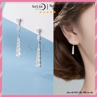 Khuyên tai bạc nữ 925 dáng dài đính đá cao cấp cá tính kiểu cách Hàn Quốc SELIN JEWELRY - 0010