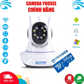 Camera Yoosee 3 râu 2.0 - Full HD 1080P kèm thẻ nhớ Yoosee 64GB - Yoosee Việt Nam cam kết chính hãng - Bảo hành 1 năm